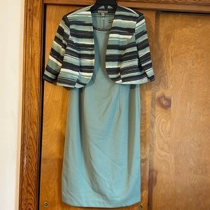 Maya Brooke sleeveless green dress with jacket, size 14